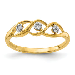 14k Gold Polished Diamond Wave Ring
