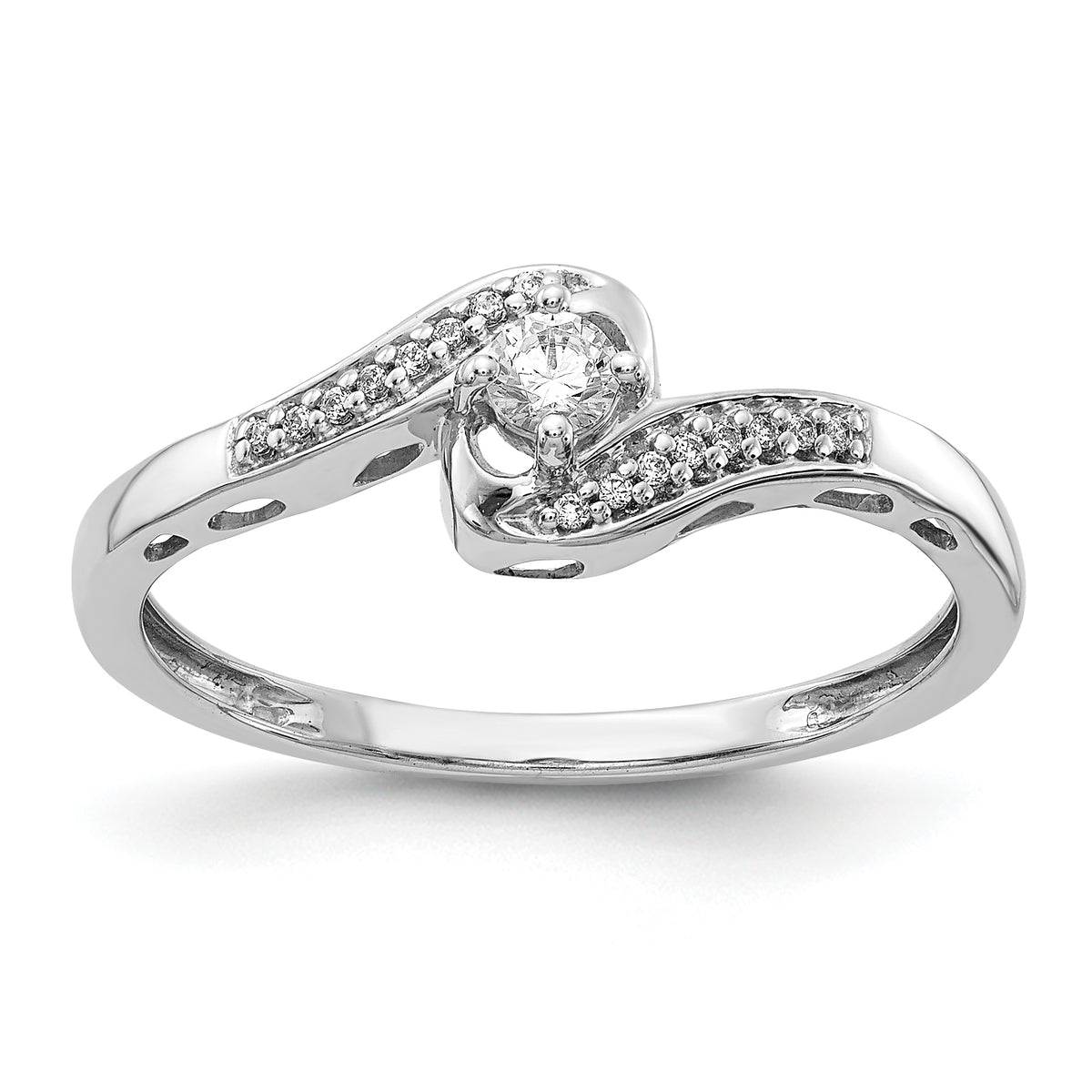 14k White Gold Diamond Bypass Ring
