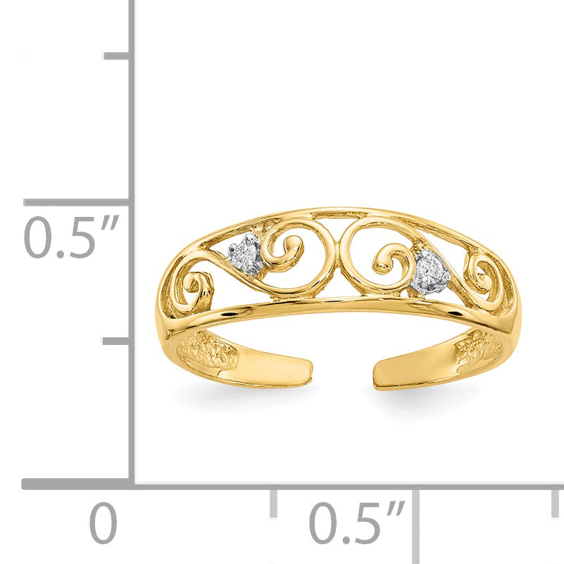 14k .02ct Diamond Scroll Toe Ring