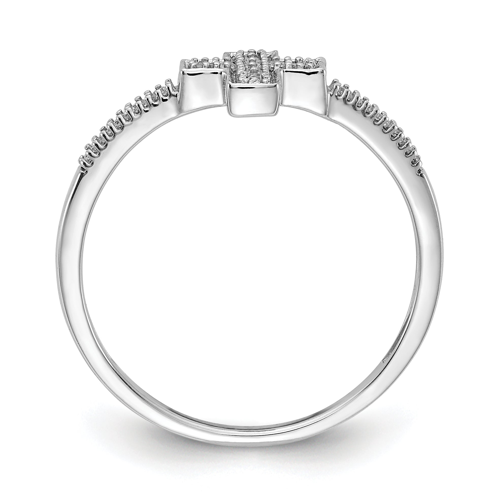 14k White Gold Polished Diamond Cross Ring Secondary image