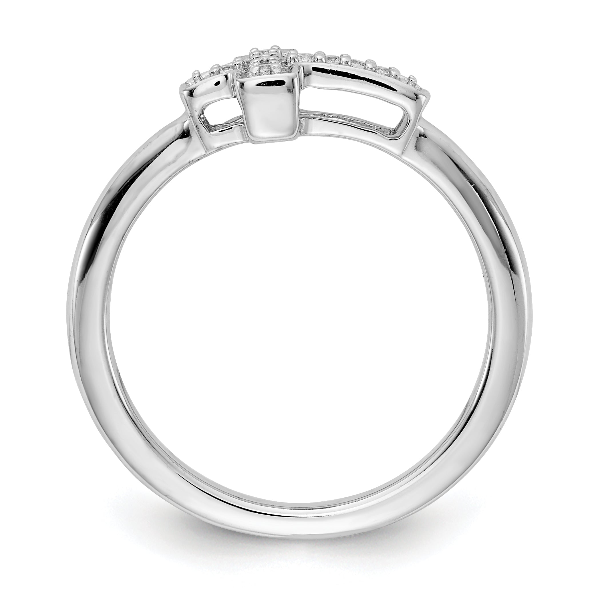 14k White Gold Diamond Cross Ring Secondary image