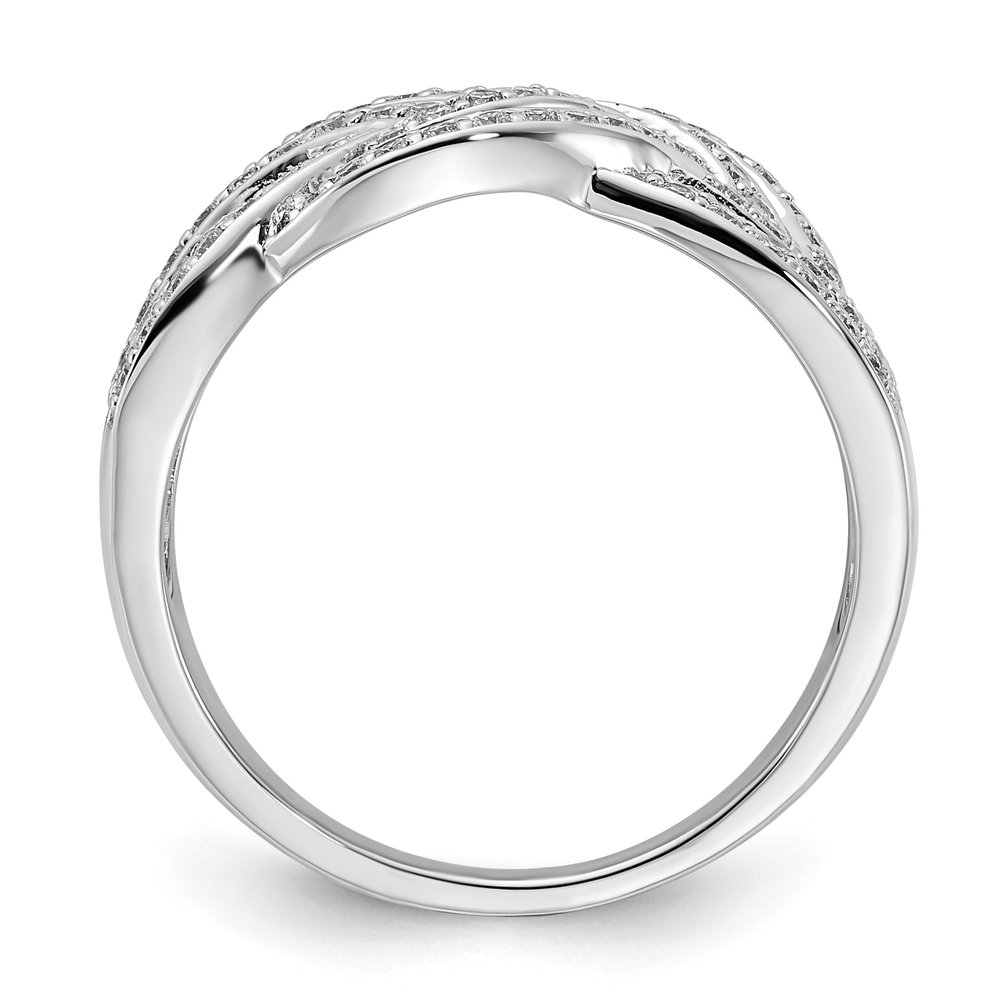 14k White Gold Woven Diamond Ring Secondary image