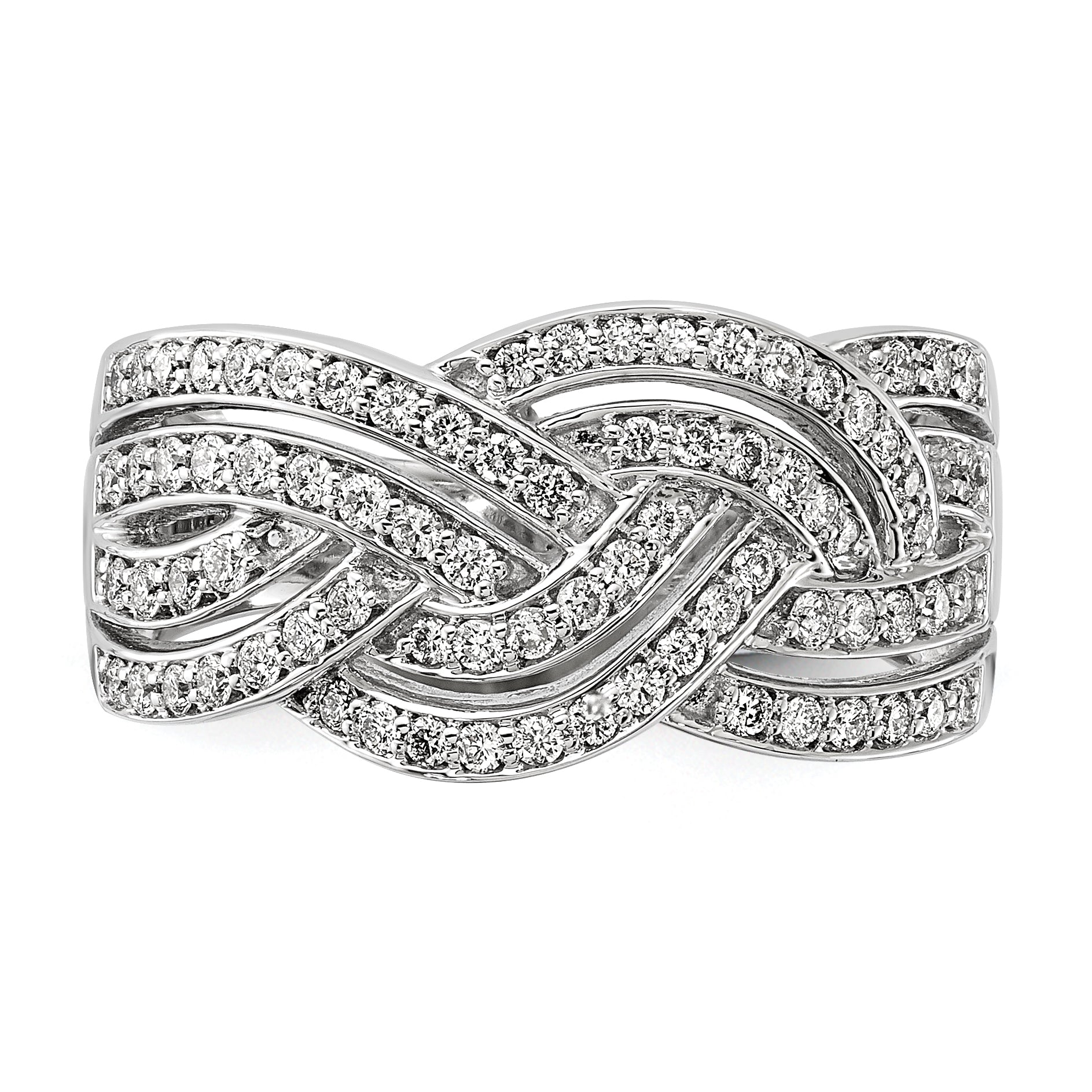 14k White Gold Woven Diamond Ring