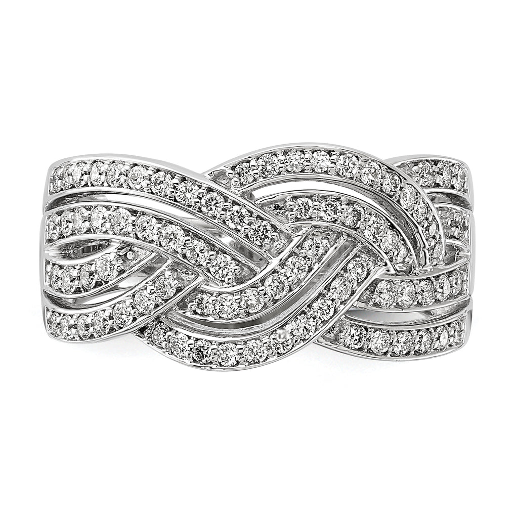 14k White Gold Woven Diamond Ring