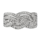 14k White Gold Woven Diamond Ring