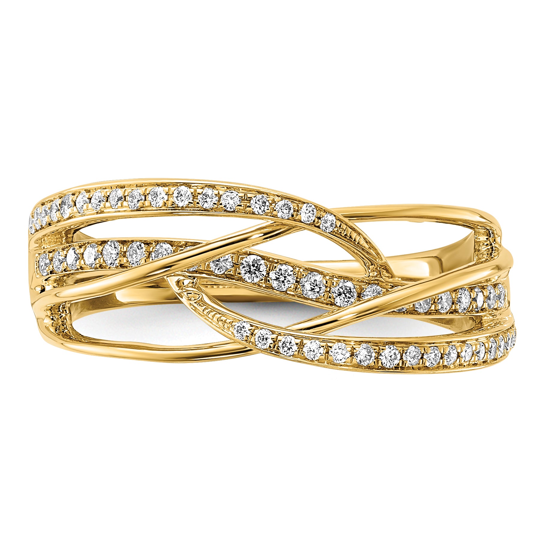 14k Diamond Swirl Ring