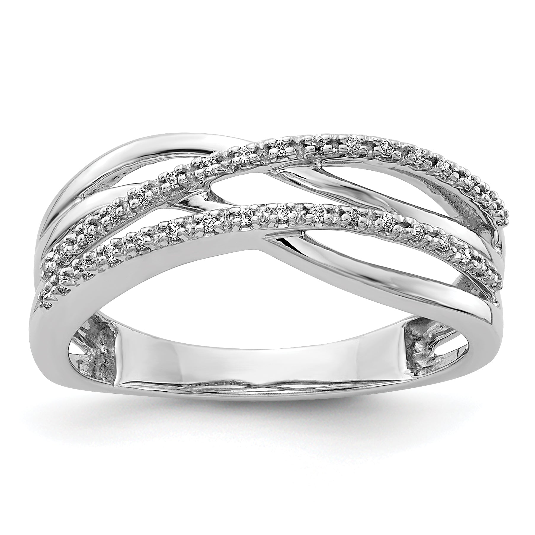 14k White Gold Polished Diamond Ring Main image