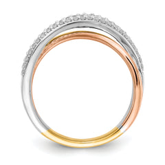 14k Tri-color Overlap Diamond Ring