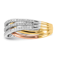 14k Tri-color Overlap Diamond Ring
