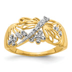 14k Rhodium Diamond Dragonfly Ring