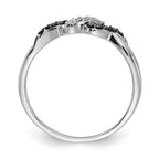 14k White Gold With Blue and White Diamond Twist Ring