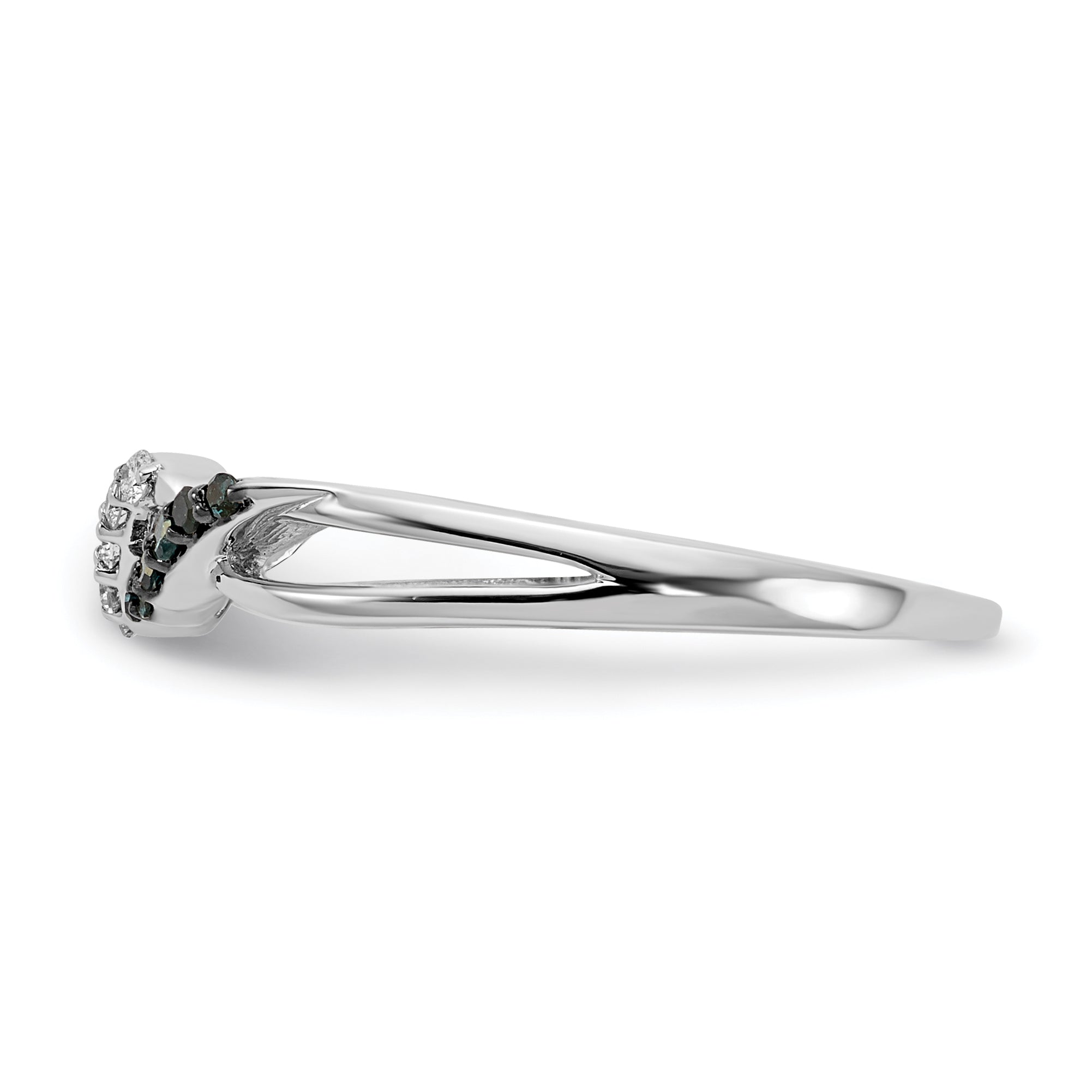 14k White Gold With Blue and White Diamond Twist Ring