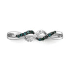 14k White Gold With Blue and White Diamond Twist Ring
