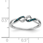 14k White Gold With Blue and White Diamond Twist Ring