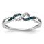 14k White Gold With Blue and White Diamond Twist Ring