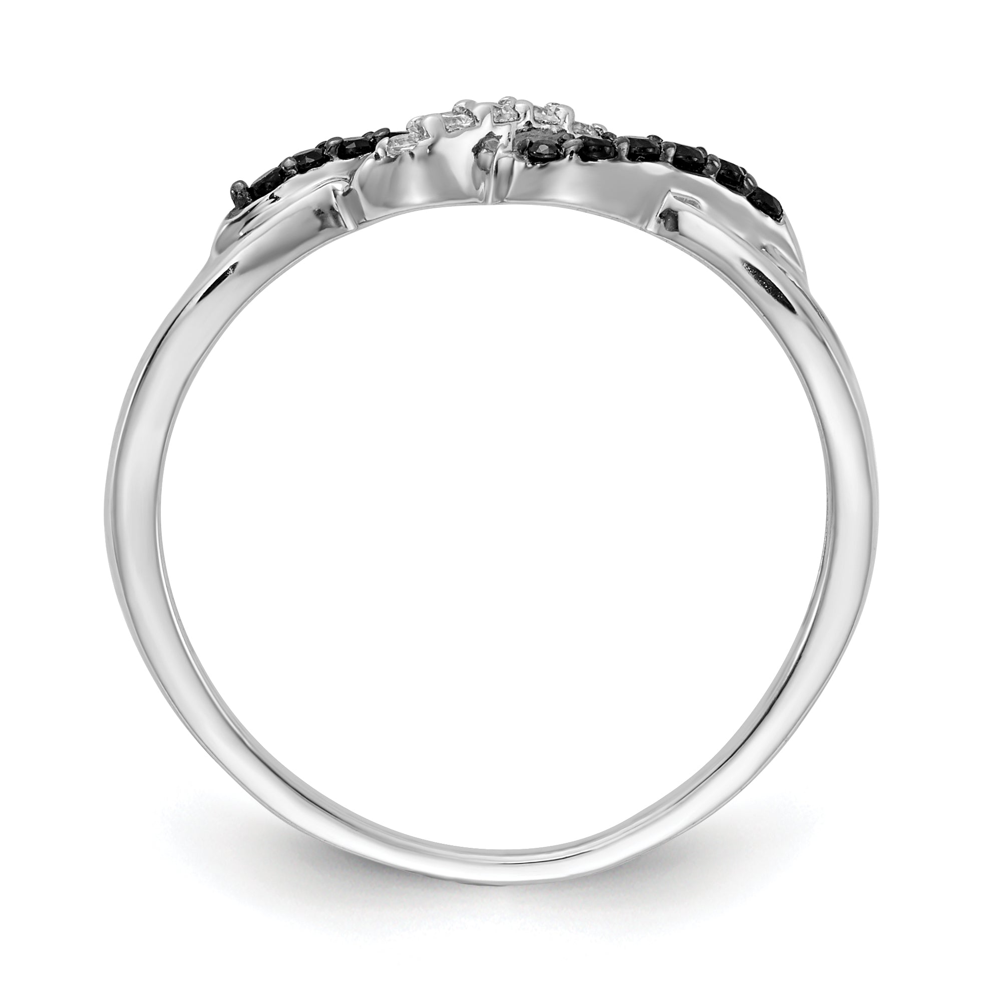 14k White Gold With Black and White Diamond Twist Ring Secondary image