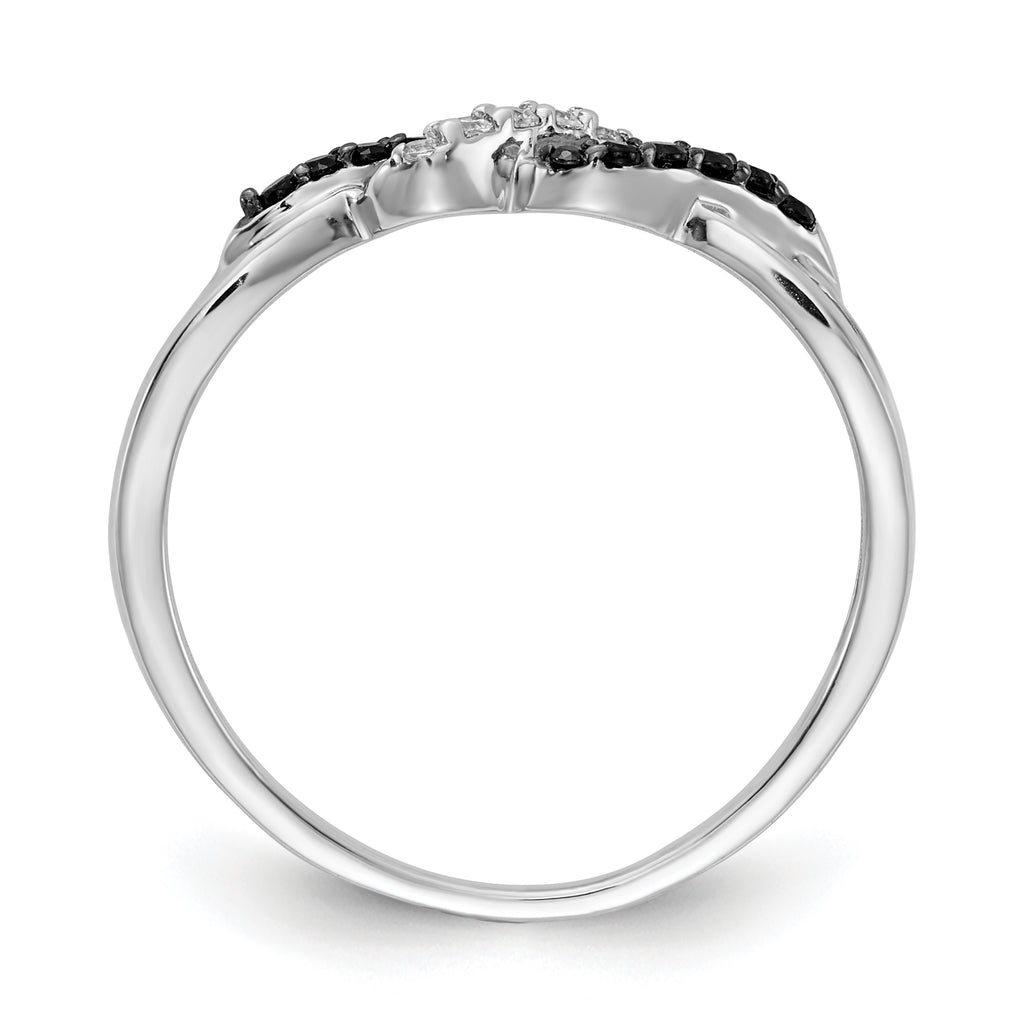 14k White Gold With Black and White Diamond Twist Ring