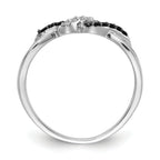 14k White Gold With Black and White Diamond Twist Ring