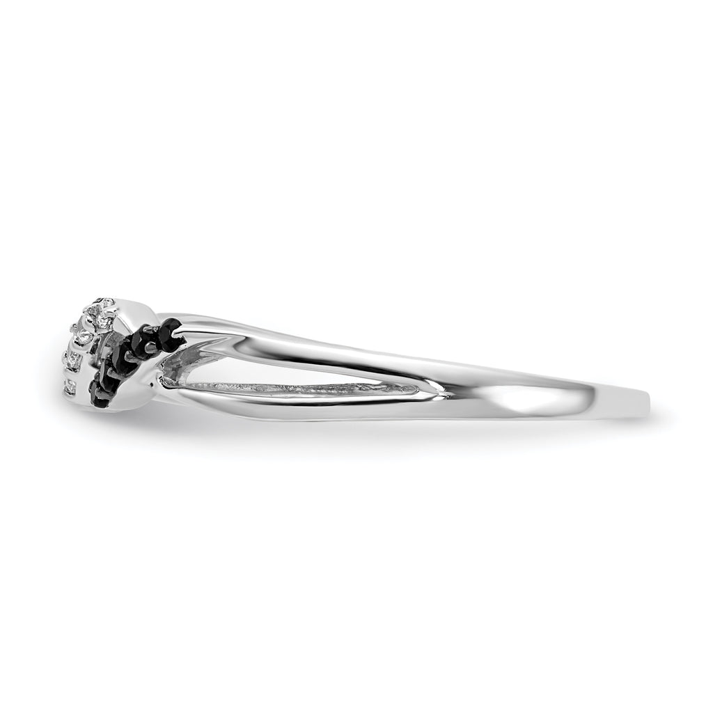 14k White Gold With Black and White Diamond Twist Ring