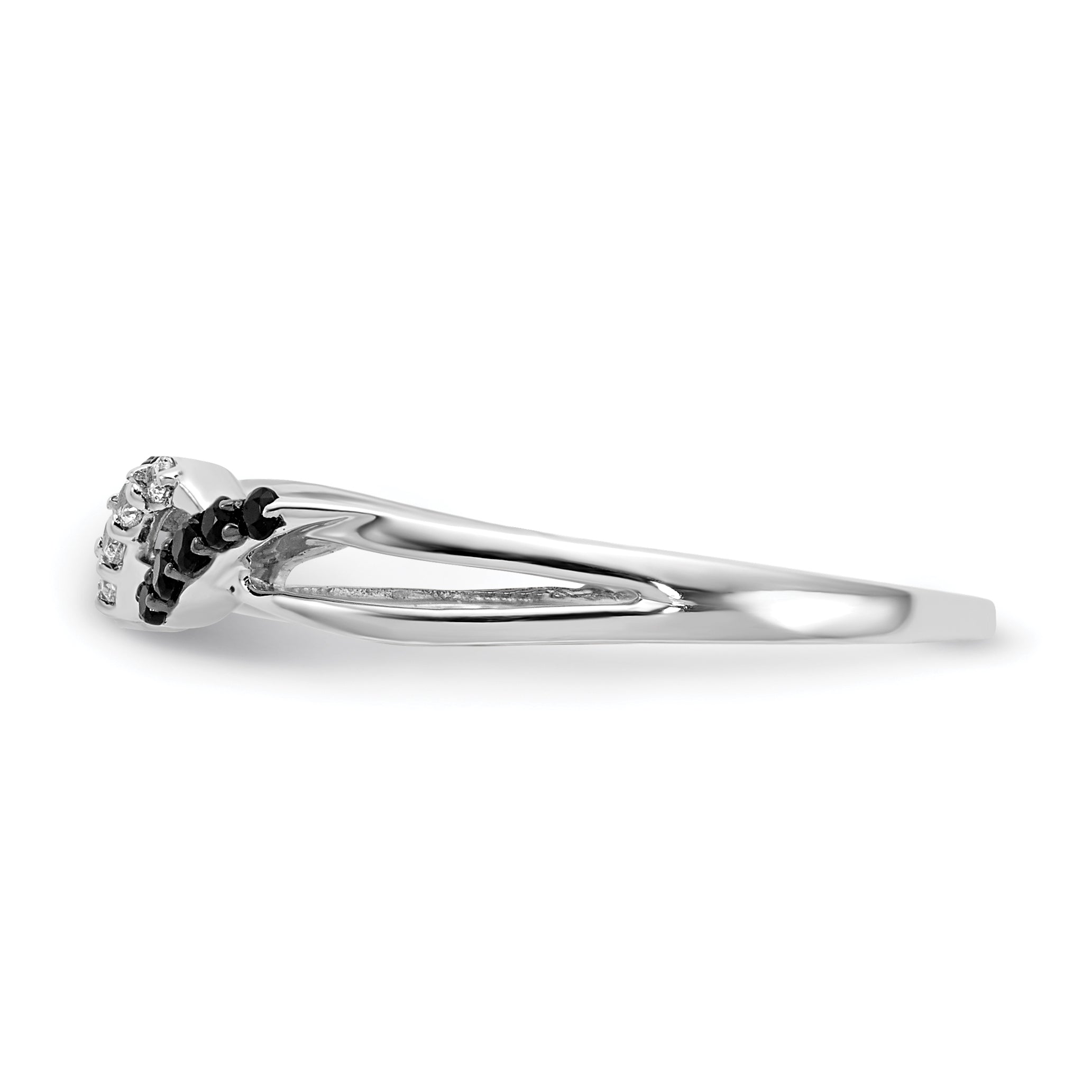 14k White Gold With Black and White Diamond Twist Ring