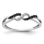 14k White Gold With Black and White Diamond Twist Ring