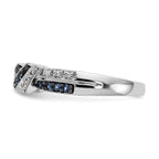 14k White Gold WithBlack Rhodium White and Blue Diamond Ring