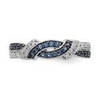 14k White Gold WithBlack Rhodium White and Blue Diamond Ring