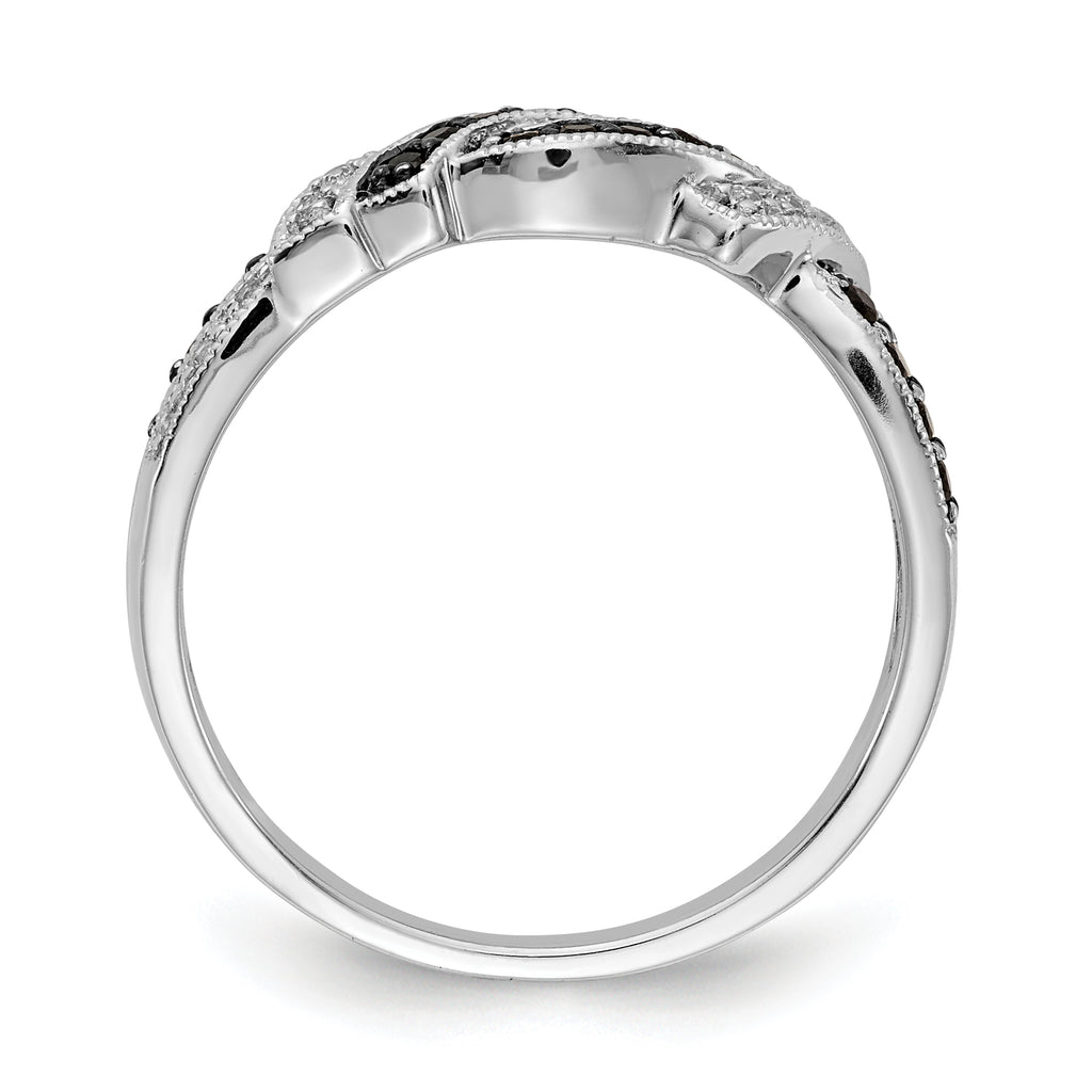 14k White Gold WithBlack Rhodium White and Black Diamond Ring