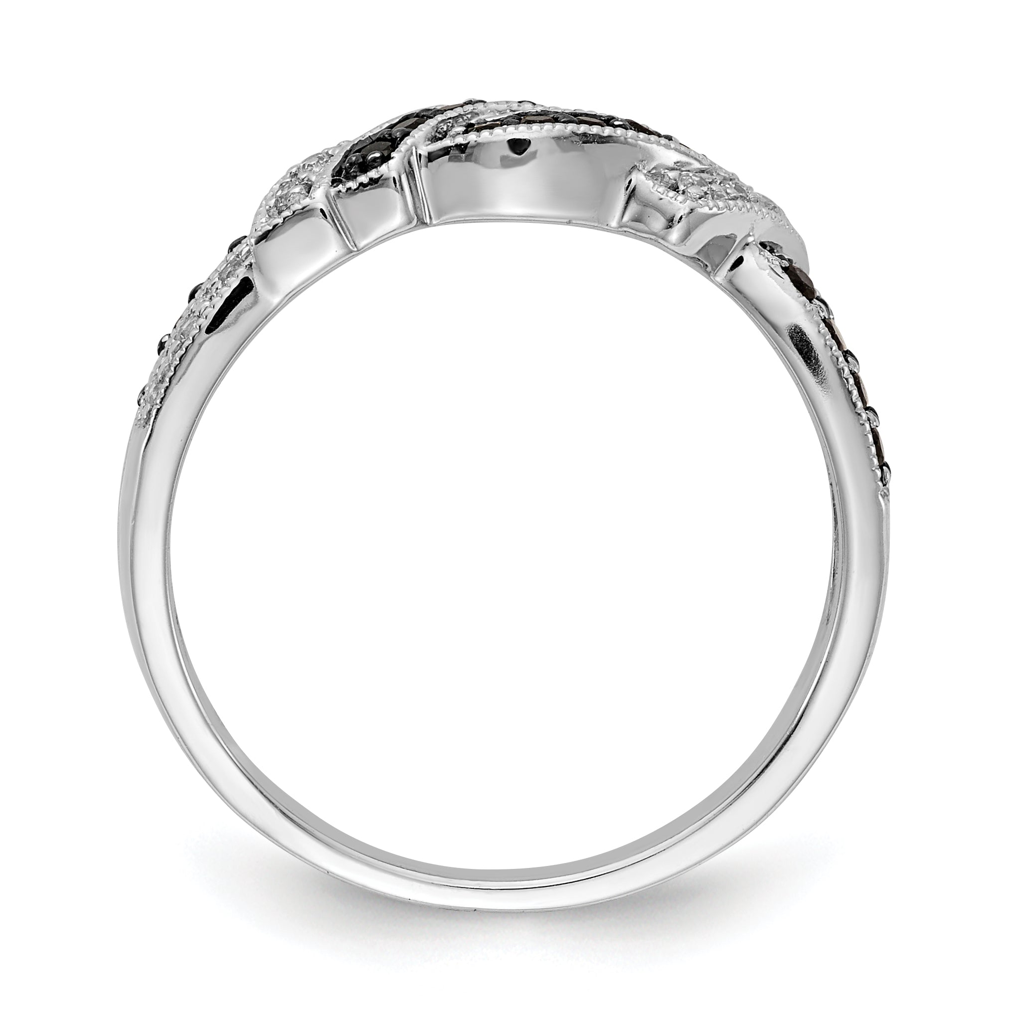 14k White Gold WithBlack Rhodium White and Black Diamond Ring