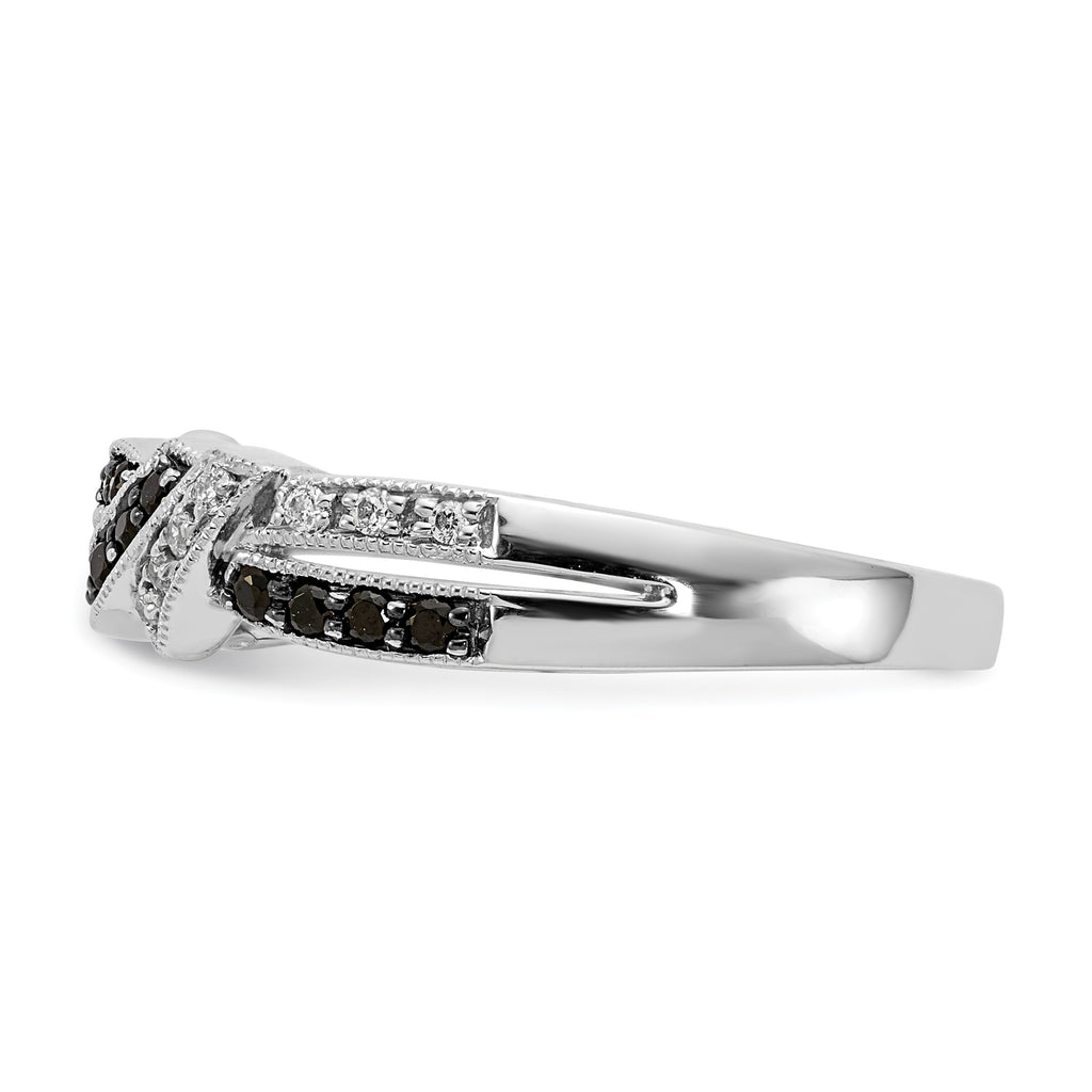 14k White Gold WithBlack Rhodium White and Black Diamond Ring