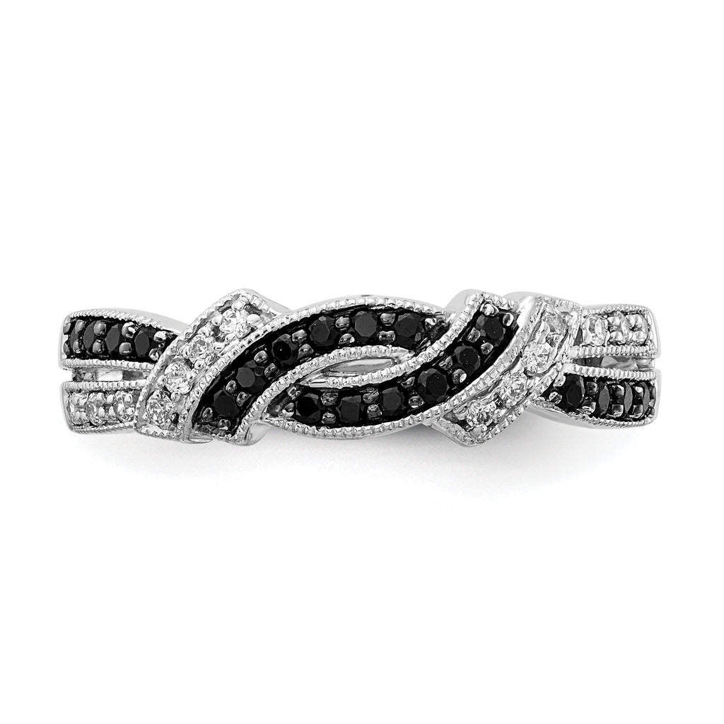 14k White Gold WithBlack Rhodium White and Black Diamond Ring
