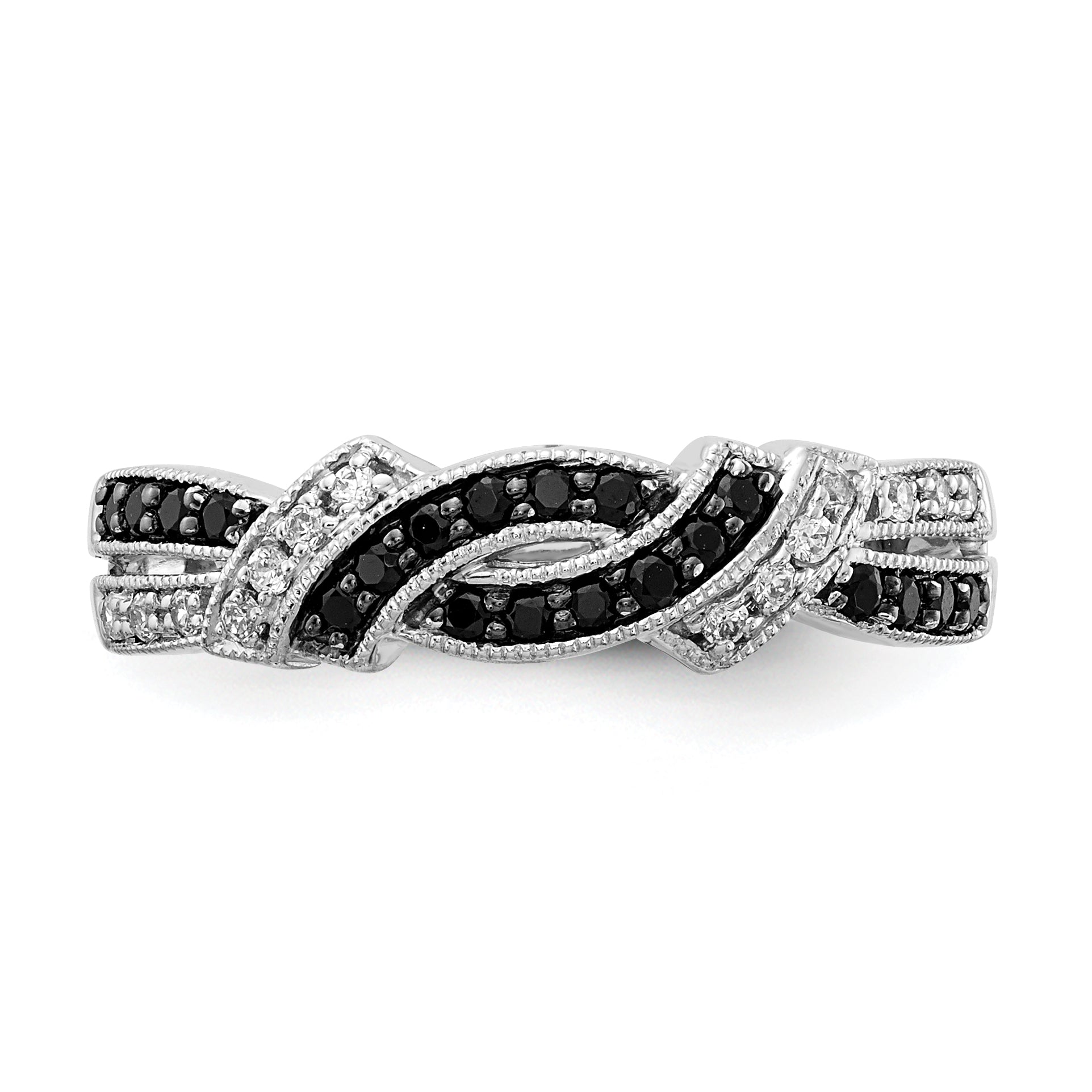 14k White Gold WithBlack Rhodium White and Black Diamond Ring