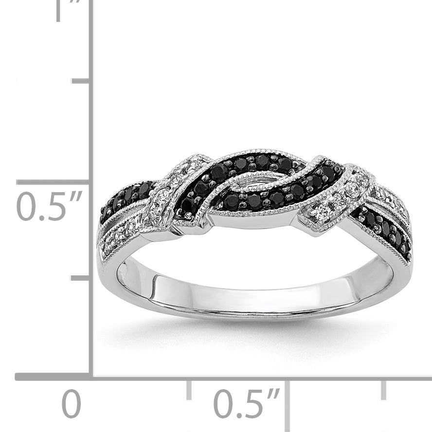 14k White Gold WithBlack Rhodium White and Black Diamond Ring