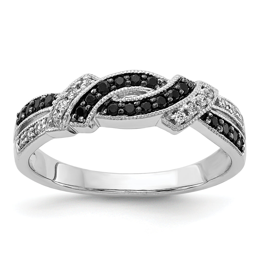 14k White Gold WithBlack Rhodium White and Black Diamond Ring