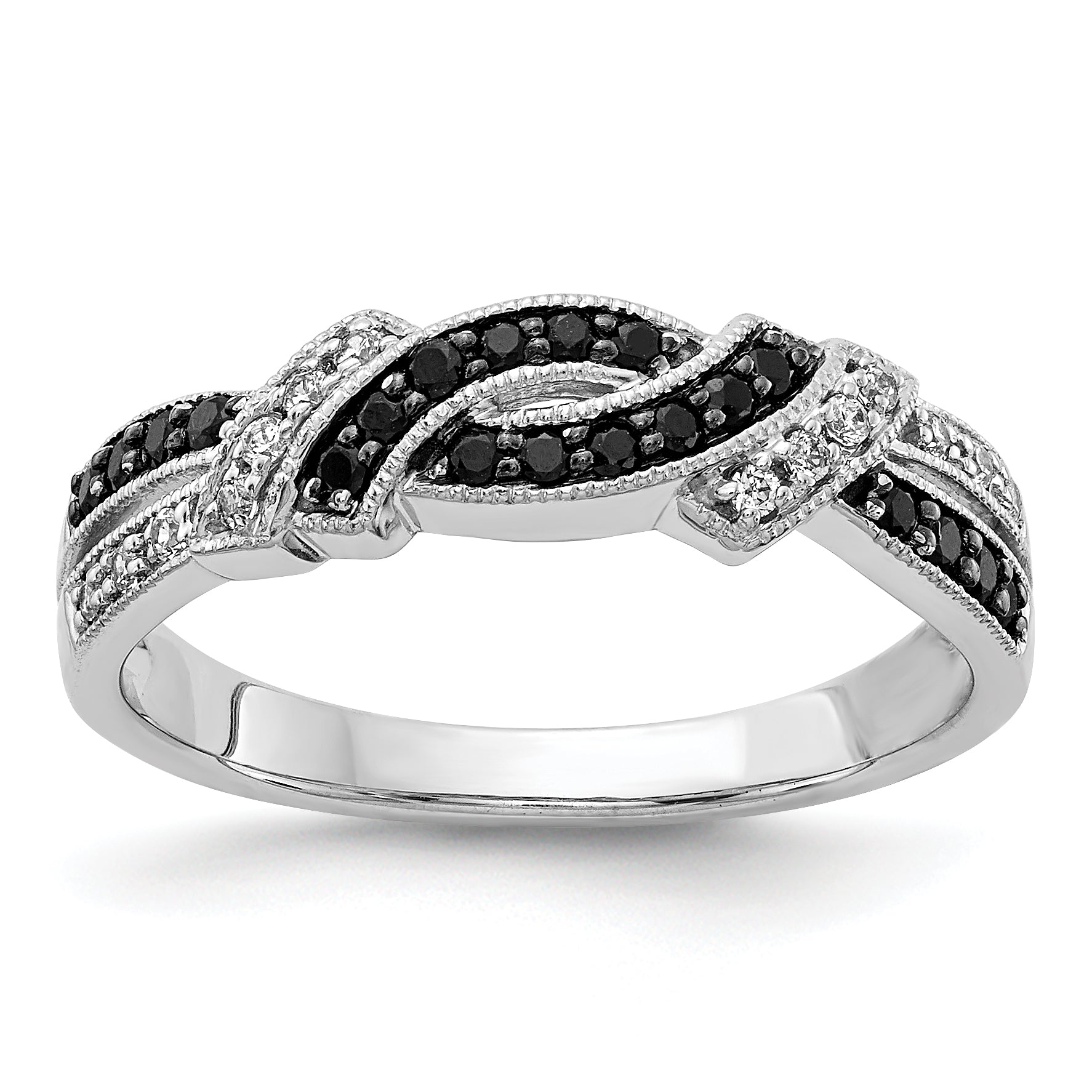 14k White Gold WithBlack Rhodium White and Black Diamond Ring