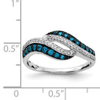 14k White Gold Blue and White Diamond Swirl Ring