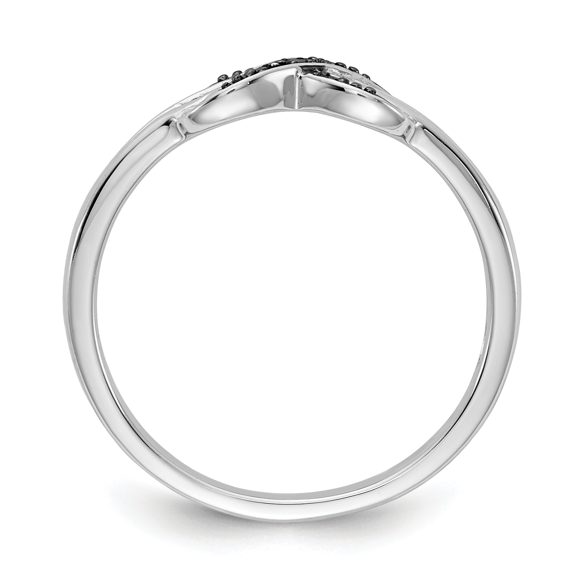 14k White Gold Black and White Diamond X-Ring Secondary image