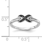 14k White Gold Black and White Diamond X-Ring