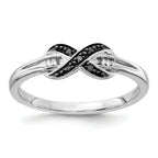 14k White Gold Black and White Diamond X-Ring