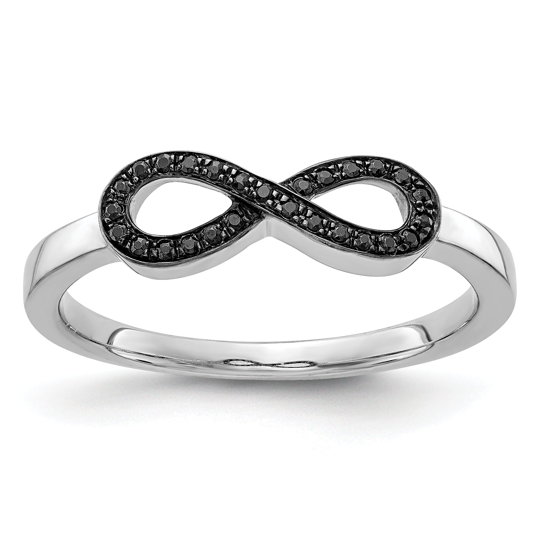 14k White Gold Black Diamond Infinity Ring Main image