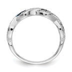 14k White Gold White and Blue Diamond Twist Ring