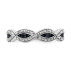 14k White Gold White and Blue Diamond Twist Ring