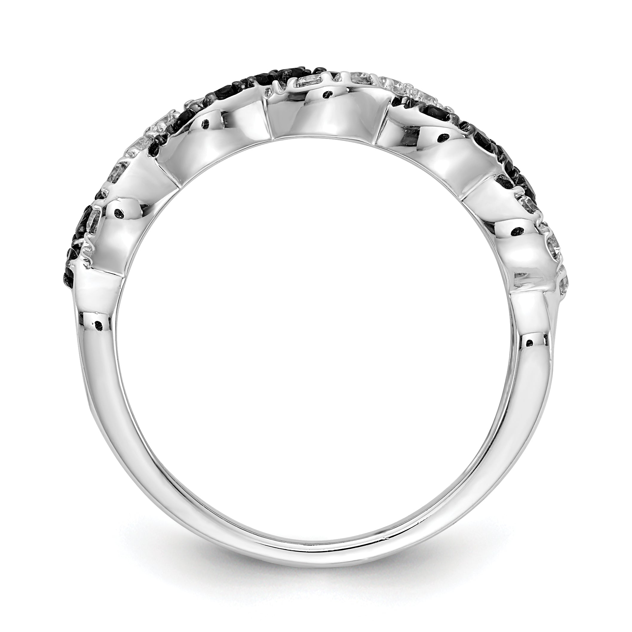 14k White Gold Black/White Diamond Twist Ring Secondary image