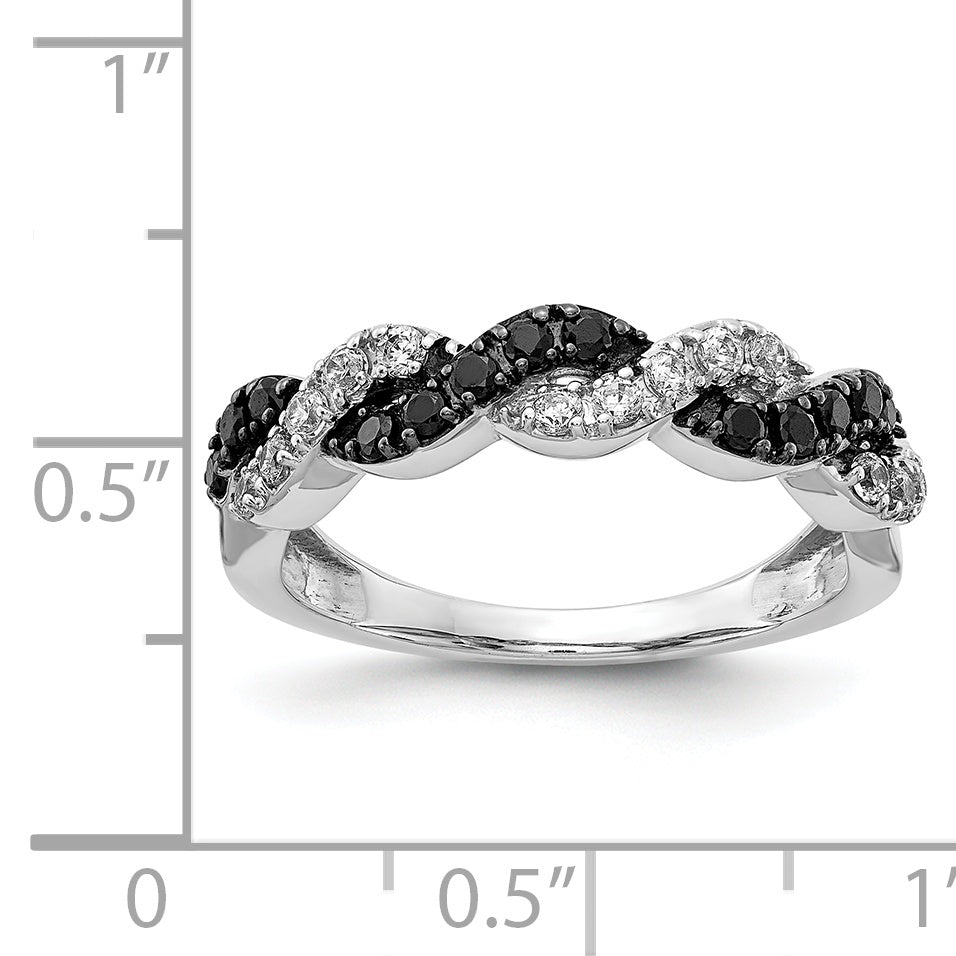 14k White Gold Black/White Diamond Twist Ring