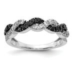 14k White Gold Black/White Diamond Twist Ring