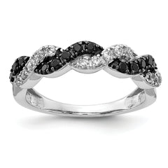 14k White Gold Black/White Diamond Twist Ring