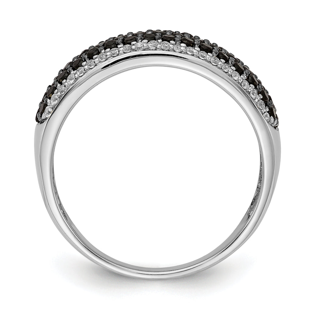 14k White Gold White and Black Diamond Band Ring