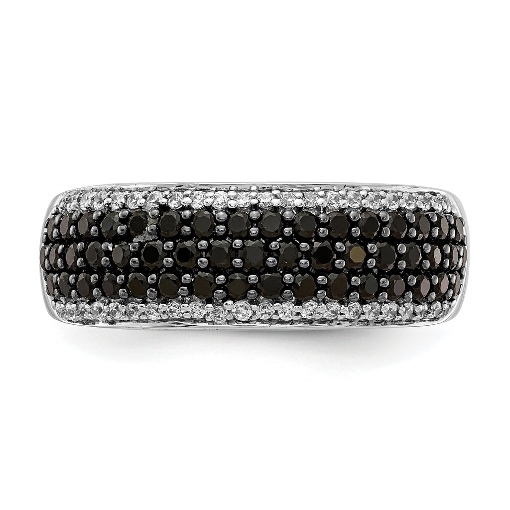 14k White Gold White and Black Diamond Band Ring