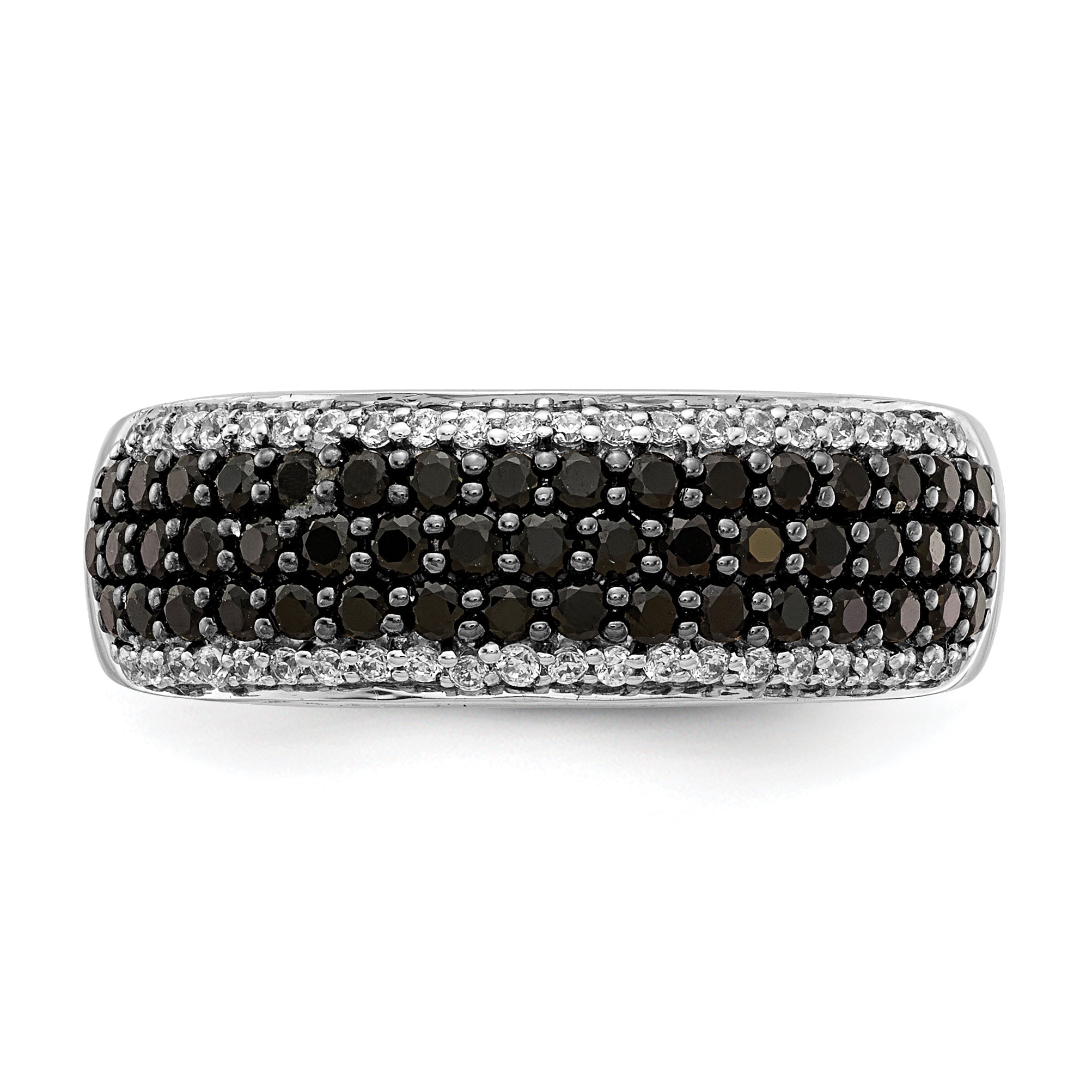 14k White Gold White and Black Diamond Band Ring