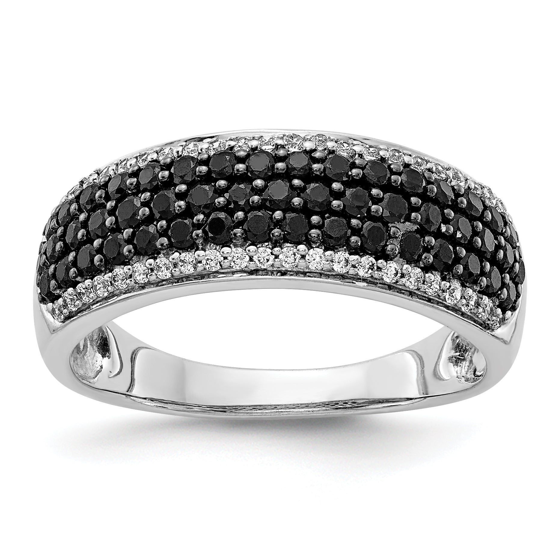 14k White Gold White and Black Diamond Band Ring Main image